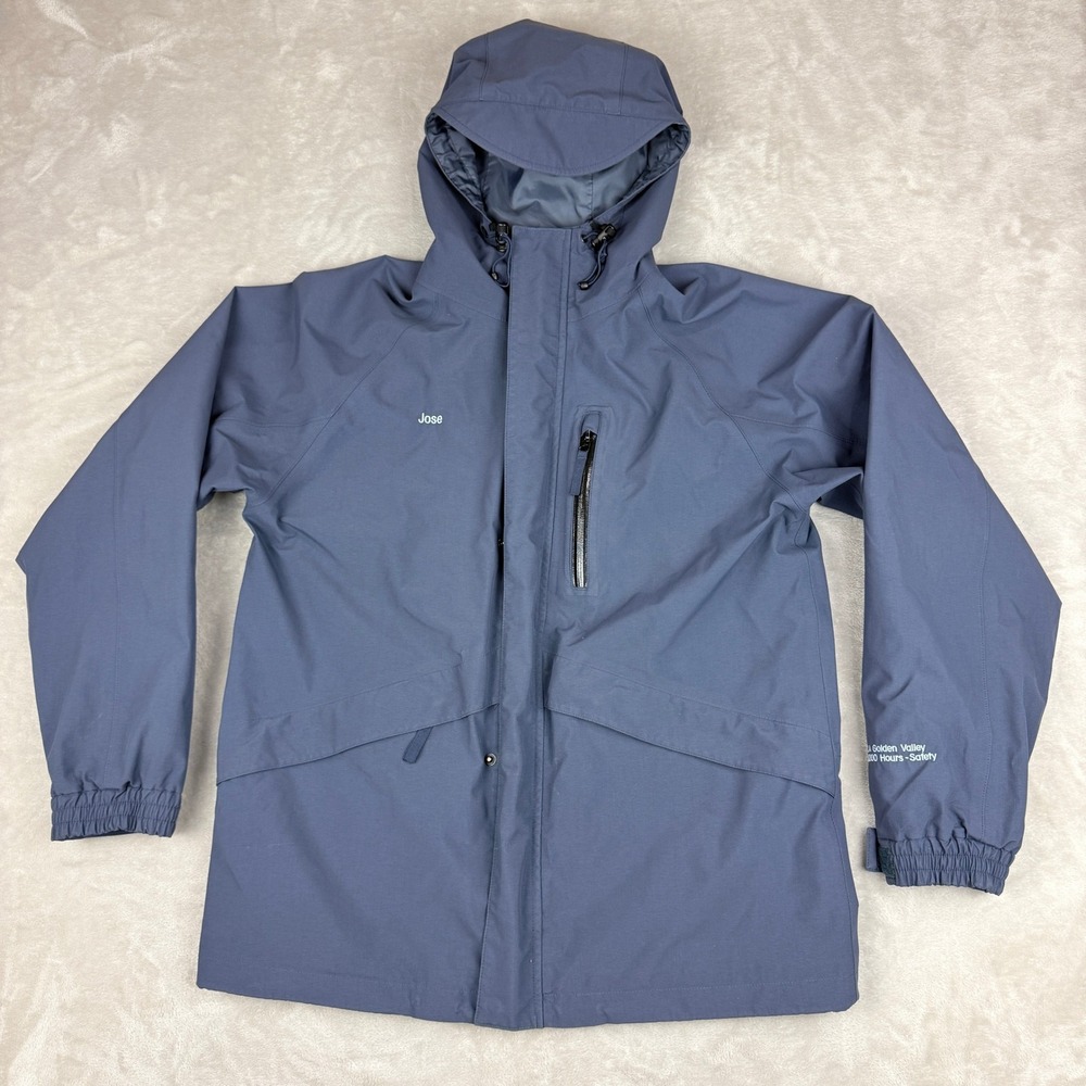 VTG Cabelas GORE-TEX Rain Jacket Mens M Slate Blue Hooded Waterproof Fish Hiking
